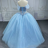 Quinceanera Dress Princess Cap sleeve Ball Gown Sequins Square Collar Evening Party Dresses